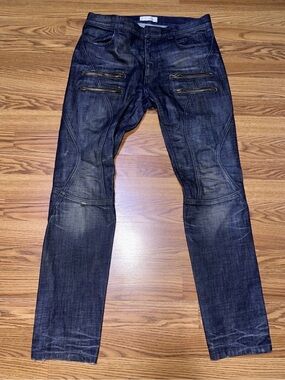 Vintage Faith Connexion Distressed biker Jeans Size 32 30 Blue Made In Italy